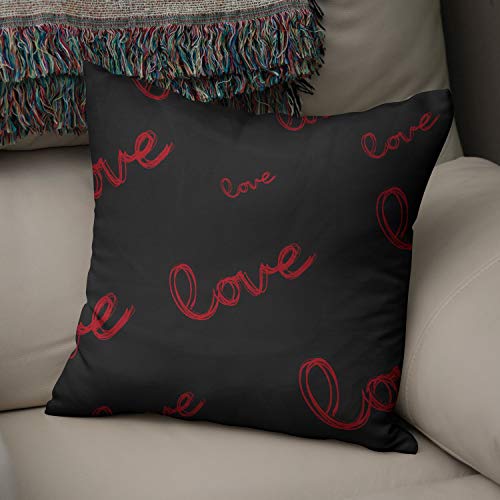 Bonamaison Decorative Cushion Cover Red & Black, Throw Pillow Covers, Home Decorative Pillowcases for Livingroom, Sofa, Bedroom, Size: 43X43 Cm - Designed and Manufactured in Turkey
