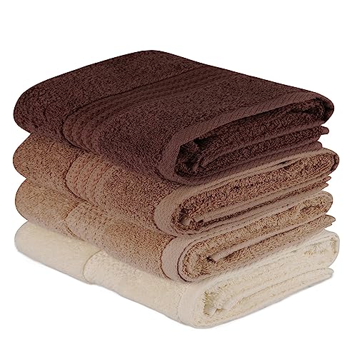 WELL HOME MOBILIARIO & DECORACIÓN Hand Towel Set (4 Pieces) Cream, Beige and Brown