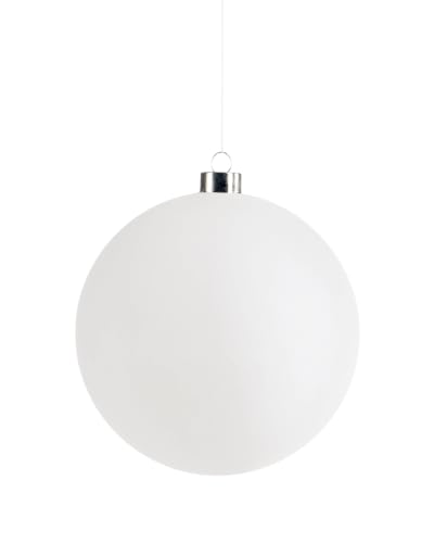 White Velvet Christmas Bauble 15 cm, Extra Large Tree Ornament