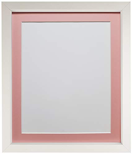 FRAMES BY POST Rio Picture Photo Frame, MDF Wood, White with Pink Mount, 12 x 10 Inch Image Size 9 x 7 Inch Plastic Glass