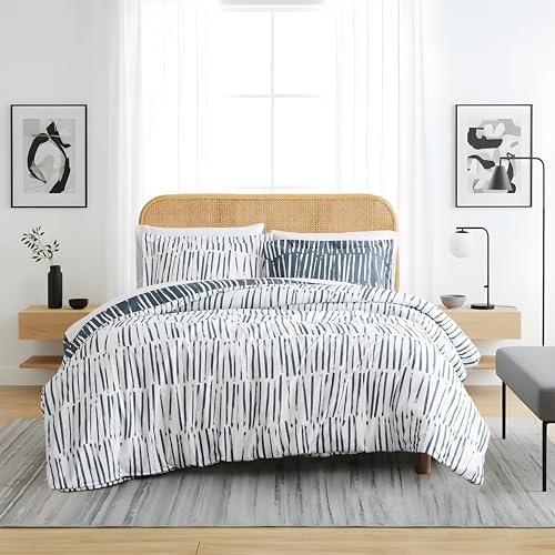 Southshore Fine Living, Inc. Spirit Collection Oversized Duvet Cover Queen Bedding Set, Printed Duvet Cover Set 3-Piece with Two Matching Shams, Charcoal, Full/Queen