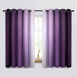 COSVIYA Ombre Purple Curtains 63 Inch Length 2 Panels, Grommet Room Darkening Light Blocking Insulated Thermal Gradient Window Drapes for Bedroom/Living Room, 62x63 Inches