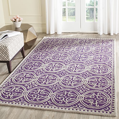 Safavieh Medallion Indoor Hand Tufted Rectangle Area Rug, Cambridge Collection, CAM123, in Purple / Ivory, 122 X 183 cm for Living Room, Bedroom or Any Indoor Space
