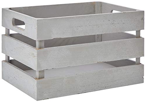 Zeller 15136 Paulownia Wood Storage Box, Vintage Grey, 31 x 21 x 18.7 cm