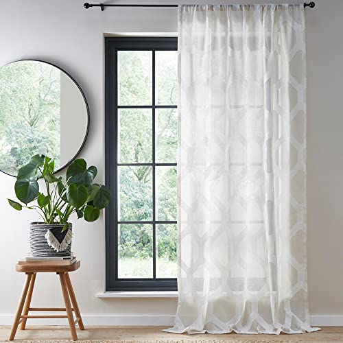 "Fusion - Linara - Slot Top Voile Panel - 55"" Width x 72"" Drop (140 x 182 cm) in Natural"