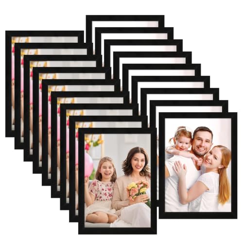 Cozary Frame 10x15 Lot 18 Black, Multiple Photo Frame for Wall and Table - Lightweight PVC with glass, wall or tabletop, easy swivel closure, sturdy and durable, perfect for photo collage.