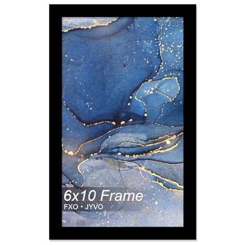 "Fxojyvo 6x10 Picture Frame, Black Frame for 6 x 10 Inch Picture Poster Photo, Light Weight and High Transparent 6 by 10 Frame for Wall - 1 Pack/Black/6""x10"""