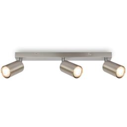 BRILONER - LED Ceiling Spotbar, 3 x GU10 max 9W, Adjustable Ceiling Spot Lights, Living Room, Kitchen Lights, Lamps for Bedroom, 44 cm, Silver-Grey