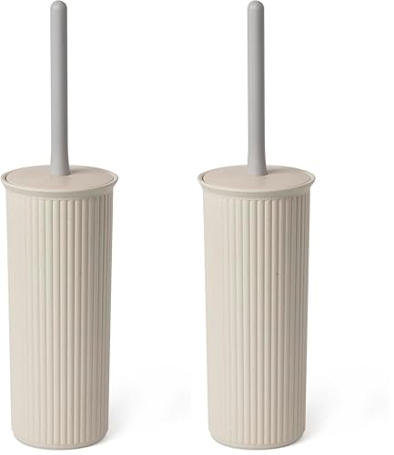 TATAY Toilet Brush - Compact and Functional Design - BPA-Free Recycled Plastic Toilet Brushes - Made in Spain - 9.5 x 9.5 x 39.5 cm - Baobab Collection - Ecohome (Pack of 2)