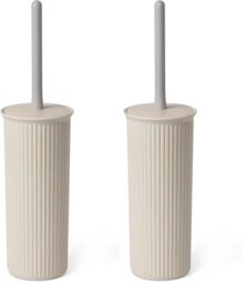 TATAY Toilet Brush - Compact and Functional Design - BPA-Free Recycled Plastic Toilet Brushes - Made in Spain - 9.5 x 9.5 x 39.5 cm - Baobab Collection - Ecohome (Pack of 2)