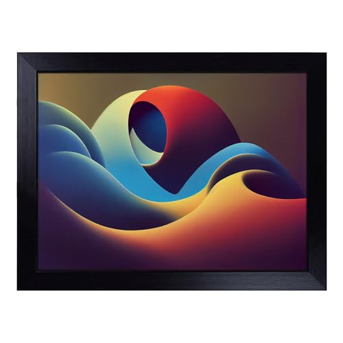 Lap Tray with Bean Bag Cushion, Surreal Modern Art Abstract - Handmade in the UK, Raised Wooden Edge, Padded Cushion, Heat-Resistant Wipe-Clean Surface, for Meals, Laptops and Crafts