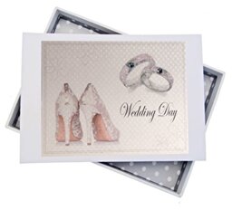 WHITE COTTON CARDS Wedding Day, Mini Photo Album, Shoes and Wedding Rings Design, Board, White, 12.5 x 17.5 x 2.5 cm