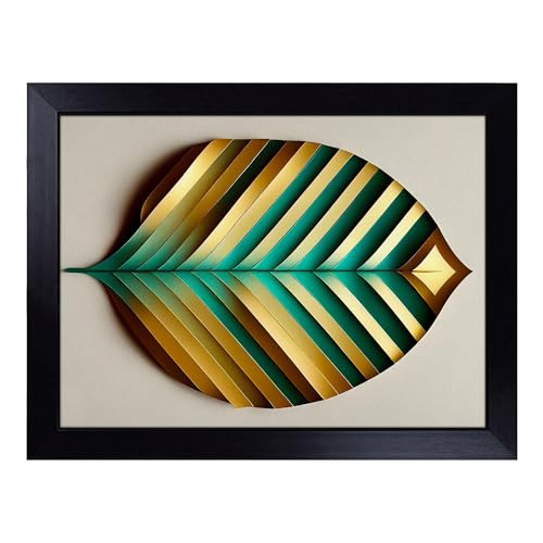 Lap Tray with Bean Bag Cushion, Art Deco Leaf - Handmade in the UK, Raised Wooden Edge, Padded Cushion, Heat-Resistant Wipe-Clean Surface, for Meals, Laptops and Crafts