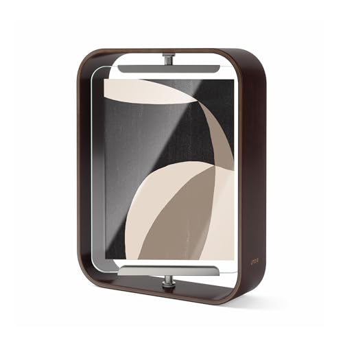 "Umbra Bellwood 5x7"" Desk Picture Frame with Bent Wood Trim and Two-Sided Rotating Display, Walnut"