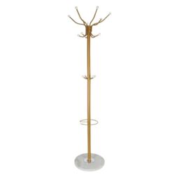 Relaxdays Coat Rack with Marble Base, 16 Hooks & Umbrella Storage, Stable Hallway Organizer, 176.5 x 36.5 x 36.5 cm