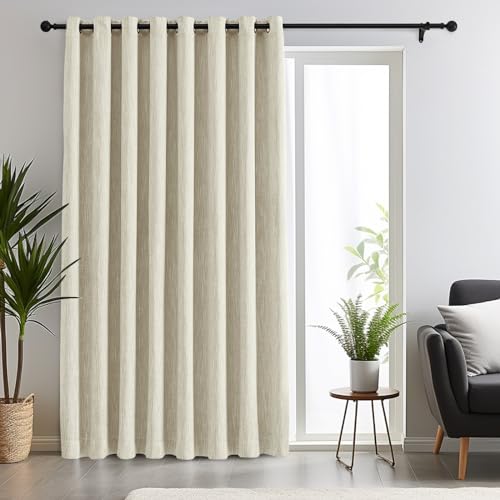 Melodieux Elegant Cotton Room Darkening Curtains for Living Room Bedroom Thermal Insulated Privacy Grommet Window Curtain Panels, 100 by 84 Inch, Natural Beige(1 Panel