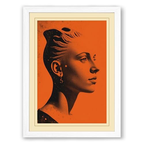 Classical Profile Silhouette Modern Framed Wall Art Print A3 (42×29.7cm) White, Wall Decor for Living Room, Bedroom, Office & Home, Ready to Hang, Art Gift