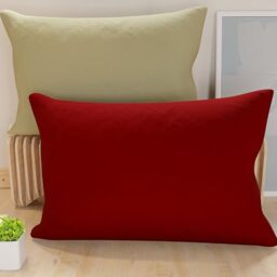 PETTI Artigiani Italiani - Pair of Pillow Cases 70 x 40 cm in Microfibre, Pillows for Bedroom Furniture, Sofa, Set of 2 Cushion Covers, Reversible Pillowcase Burgundy Taupe