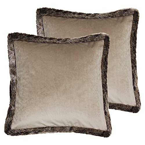 Paoletti Kiruna Twin Pack Feather Filled Cushions, Taupe, 45 x 45cm
