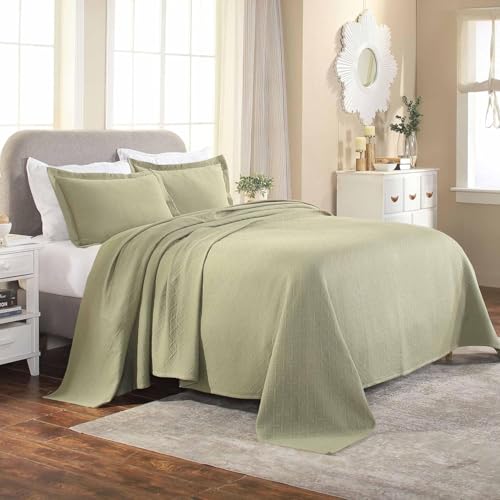 Superior Bedspread with Pillow Shams, Cotton, Sage, King