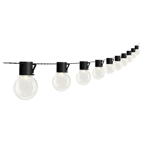 4lite Antheia Solar Outdoor Festoon String Lighting (Black) 11ft 260lm IP44 Rated Exterior 10 x Globe String Light - Bulbs Included- 4L2/6016-4Yr Guarantee