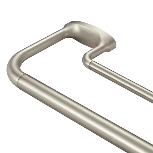 "Mayrhyme Double Curtain Rods, Wrap Around Curtain Rod for Windows, Internal Splicing 1'' Front and 5/8'' Back Adjustable Curtain Rod with Aluminum Finials and Brackets (Brushed Nickel, 28-86"")"