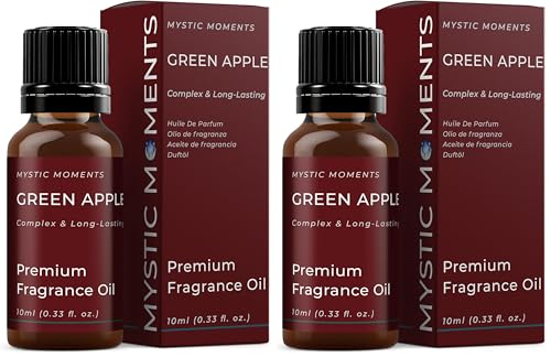 Mystic Moments - Green Apple Fragrance Oil - 10ml - Perfect for Soaps, Candles, Bath Bombs, Oil Burners, Diffusers and Skin & Hair Care Items (Pack of 2)
