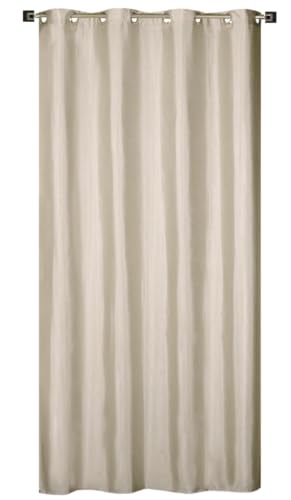 Atout Ciel Plain Taffeta Curtain with Eyelets 140 x 240 cm Ready to Hang Natural