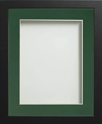 Frame Company Connolly Range Black Wooden Picture Photo Frame with Bottle Green Mount, 24x20 for pic size 20x16 *Choice of Sizes* Fitted with Perspex