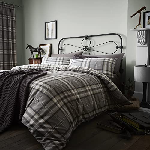 Catherine Lansfield Hometextiles, bedlinen, Duvet Set, Cotton, Grey, 135x200+80x80