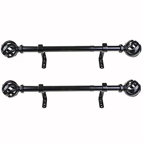 Decopolitan Curtain Rod, Black, 12 to 20 Inches
