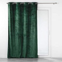Douceur d'Intérieur, Analia Eyelet Curtain 140 x 240 cm Pine Green Embossed Velvet Blackout