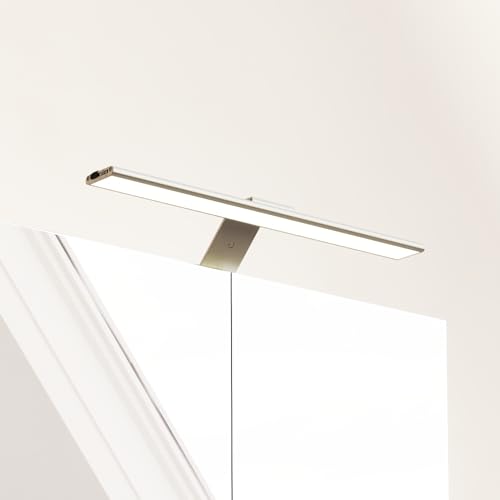 Croydex Stick On LED Bathroom Mirror Light 40cm - Cabinet or Wall Mounted Bathroom Lamp with Dimmable Brightness, Change Colour Temperature and Built-in Timer, Rechargeable Wall Light