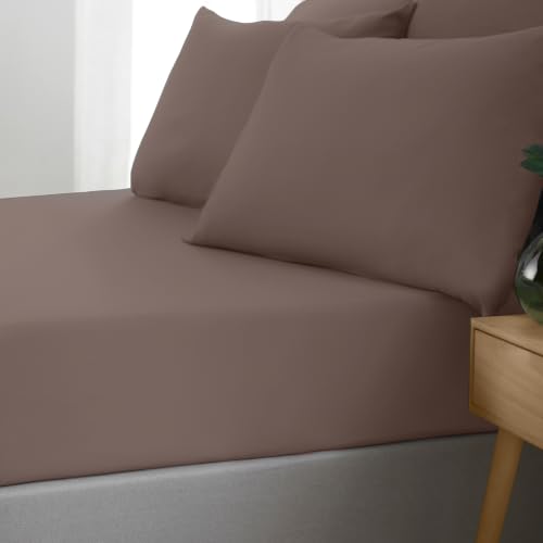 Catherine Lansfield So Soft Non-Iron King Fitted Sheet Chocolate