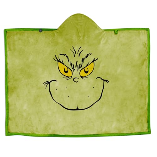 Hallmark The Grinch Hooded Blanket, Green, One Size Fits All, Fluffy Design
