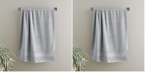 Catherine Lansfield Bathroom Anti Bacterial 500 gsm Soft & Absorbent Cotton Hand Towel Silver Grey, 50.00 x 85.00 cms (Pack of 2)