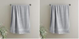 Catherine Lansfield Bathroom Anti Bacterial 500 gsm Soft & Absorbent Cotton Hand Towel Silver Grey, 50.00 x 85.00 cms (Pack of 2)