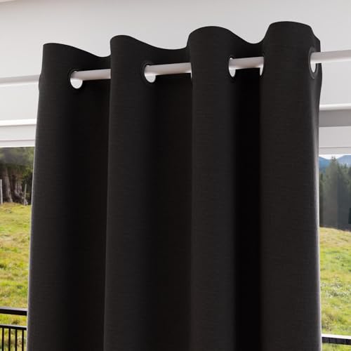 Soleil d'ocre, Eclipse Curtain with Eyelets 100% Blackout 135 x 180 cm Black
