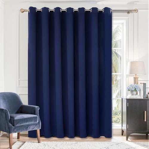 BGment Fashion Sliding Door Curtain 100 X 84 Inches, Wide Thermal Blackout Curtains Room Darkening Room Divider Window Curtain, 1 Panel, Navy Blue, 84 Length X Wide 100