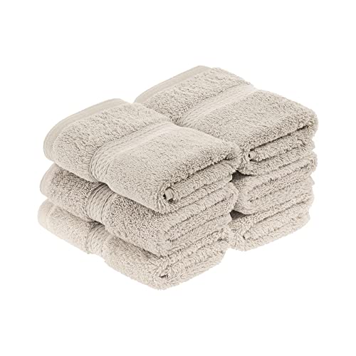 Superior 900 Gram 100% Premium Long-Staple Combed Cotton 6-Piece Face Towel Set, Stone