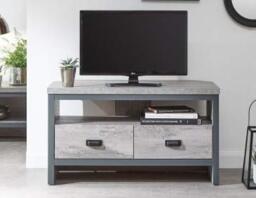 GFW Boston Grey Wood Effect Corner TV Unit with 2 Drawers and Shelf