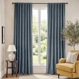 Lazzzy Velvet Blackout Curtains Blue Thermal Insulated Curtains 96 Inch Long Room Darkening Heavy Duty Soft Luxury Velvet Drapes for Bedroom Window Treatment 2 Panels Rod Pocket Dark Slate Blue