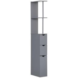 HOMCOM Tall Bathroom Cabinet Freestanding Slim Narrow Grey