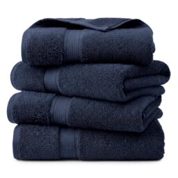 Superior Egyptian Cotton Pile Bath Towel Set of 4, Ultra Soft Luxury Towels, Thick Plush Essentials, Absorbent Heavyweight, Guest Bath, Hotel, Spa, Home Bathroom, Shower Basics, Navy Blue