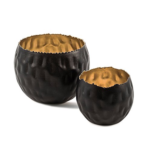 "pajoma Tea Light Holder ""Black & Gold"", Set of 2, H 10"