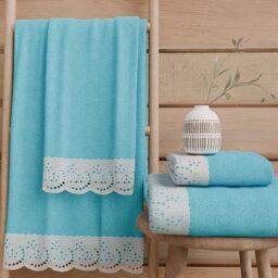 PETTI Artigiani Italiani - 100% Cotton Terry Bath Towels, 1+1 Towel Set, 2 Pieces 1 Face Towel and 1 Hand Towel, Turquoise