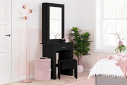 Birlea EVELYN 1 DRAWER SLIDING MIRROR DRESSING TABLE BLACK