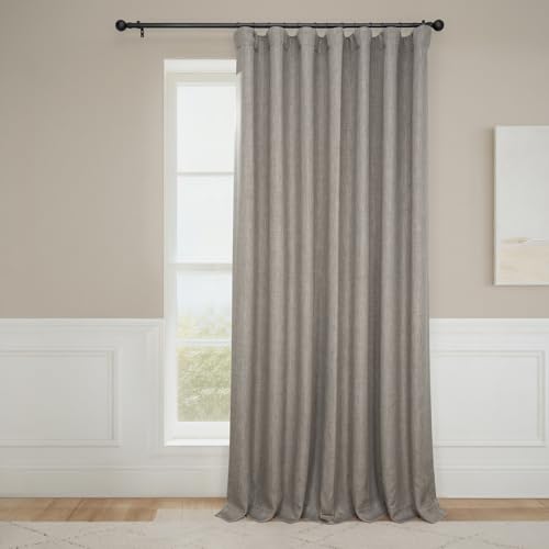 HPD Half Price Drapes Faux Linen Textured Room Darkening Curtains for Bedroom 108 Inches Long (1 Panel), 100W X 108L Extra Wide Curtains for Living Room Home Decor, Mink