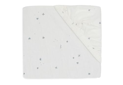 Jollein Jersey Fitted Sheet for Cradles Twinkling, Sea Green, 40/50 x 80/90 cm, 100% Cotton, Oeko-Tex Certified