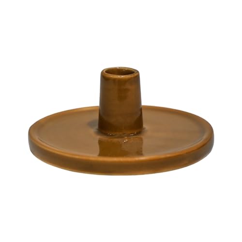 Ivyline Bowen Dinner Candle Holder in Fawn with Stable Base - Modern Elegant Home Decoration - H5 x D12 cm